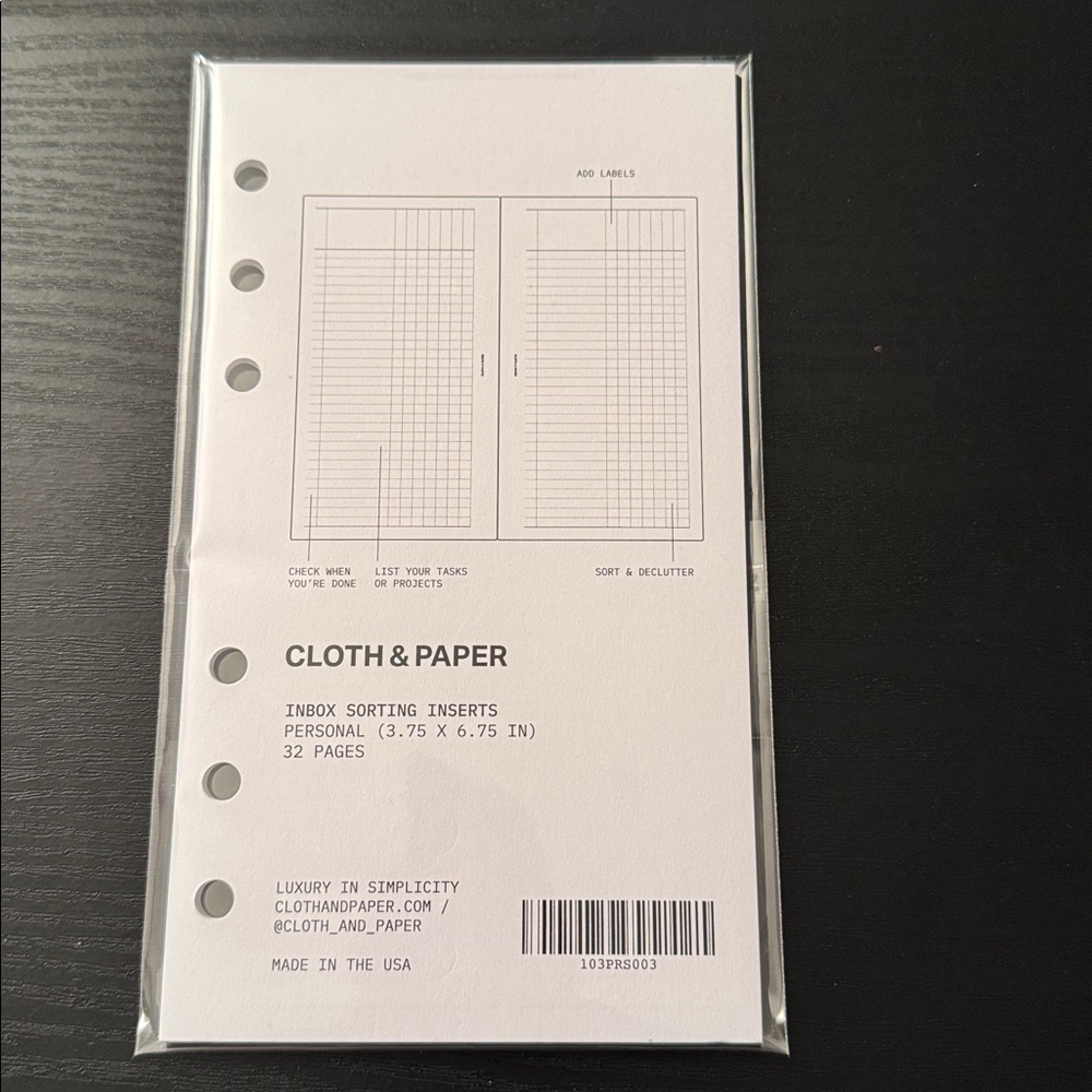 🏷️ NWT Cloth & Paper Inbox Sorting Insert | Personal size